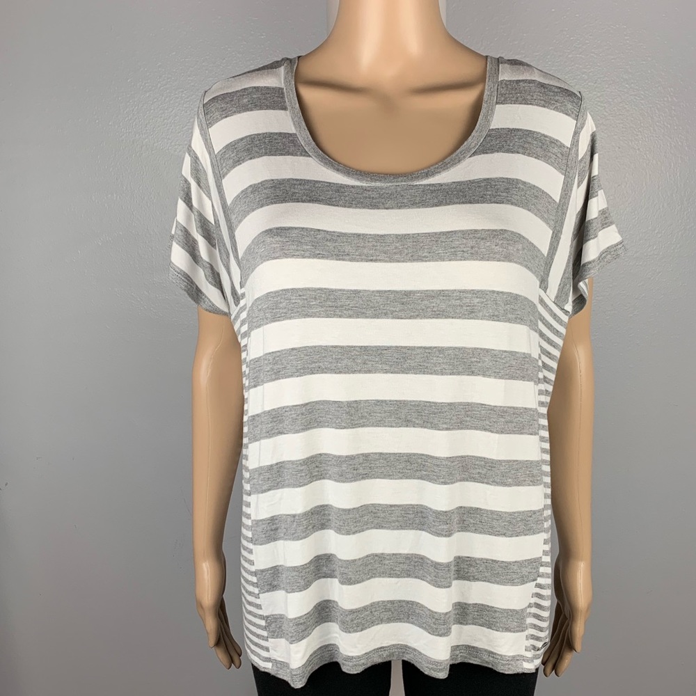 MICHAEL KORS MK Small Gray White Striped Loose Top
